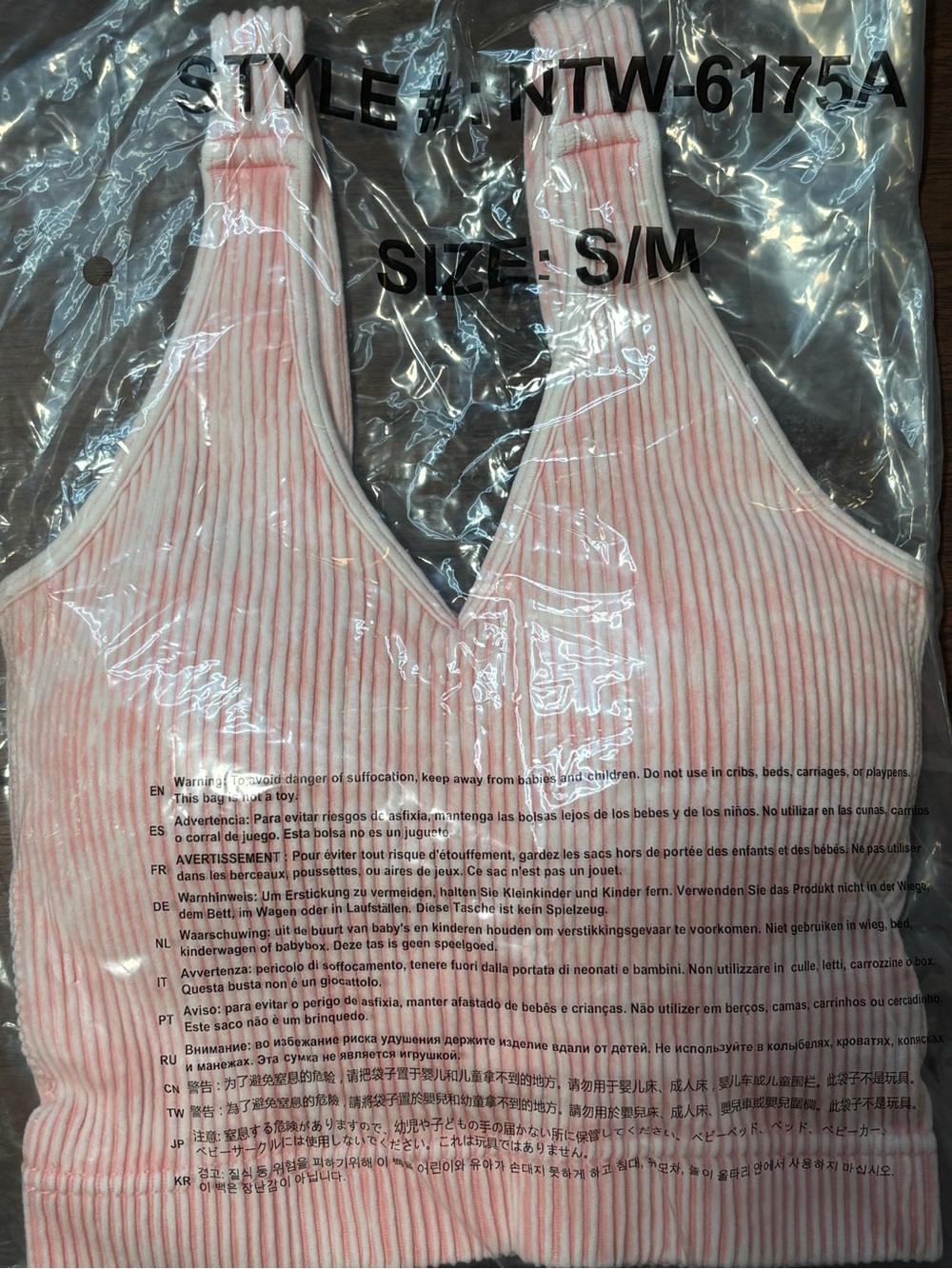 Zenana Padded Mineral Washed Ribbed Crop Top/Brami Dusty Pink - Picture 4 of 5